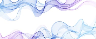 Soyut Arkaplan, Şeffaf Dalgalı Çizgiler. Yumuşak Mavi ve Pembe Duman Dalgası. Gökkuşağı Spektrumu Renkli Değişken Dalgalı Çizgiler. Vektör illüstrasyonu.