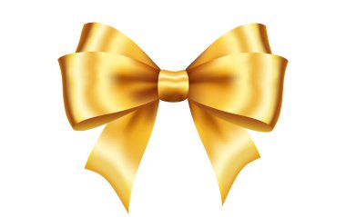 Beyaz arka planda parlak altın saten kurdele. Yılbaşı hediyesi, sevgililer günü, doğum günü paketleme elementi.