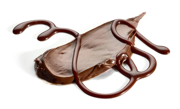 Creme Chocolate Molho Isolado Fundo Branco — Fotografia de Stock