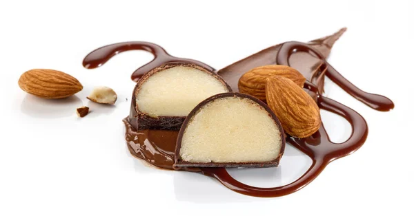 Marzipan Compozition Chocolate Isolado Fundo Branco — Fotografia de Stock