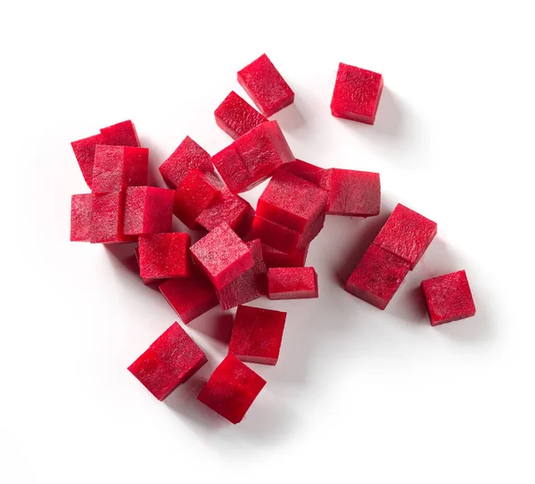 Beetroot Cubes Isolated White Background Top View — Stock Photo, Image