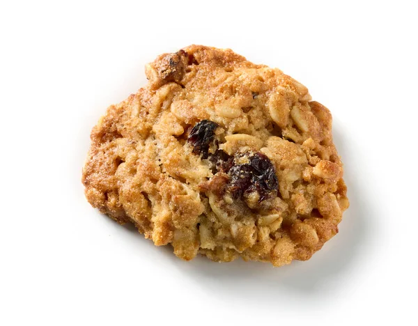 Nybakad Havregryn Cookie Med Russin Isolerad Vit Bakgrund Ovanifrån — Stockfoto