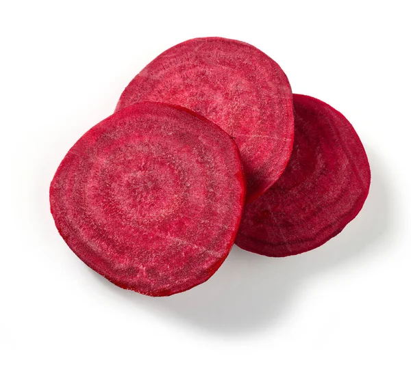Fresh Raw Beetroot Slices Isolated White Background Top View — Stock Photo, Image