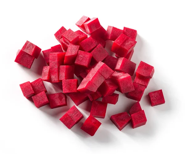 Beetroot Cubes Isolated White Background Top View — Stock Photo, Image