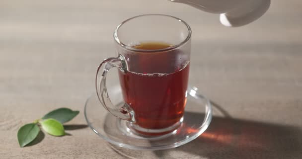 倒入杯子里的牛奶红茶 慢镜头 — 图库视频影像