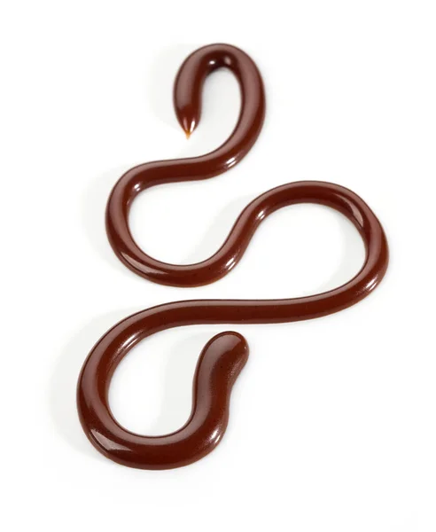 Плавленый Шоколадный Соус Белом Фоне Вид Сверху — стоковое фото