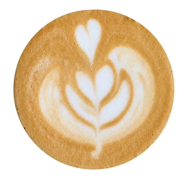 Cappuccino Koffie Patroon Geïsoleerd Witte Achtergrond Bovenaanzicht — Stockfoto