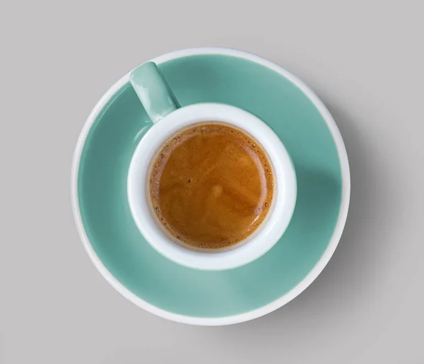 灰色のテーブルの上にエスプレスコーヒーのカップ — ストック写真