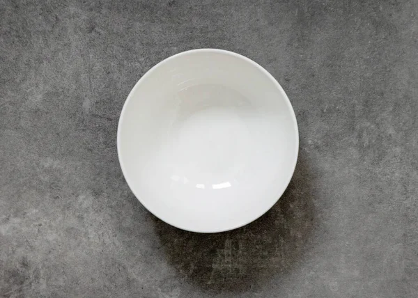Empty White Bowl Grey Kitchen Table Top View — Stock Photo, Image