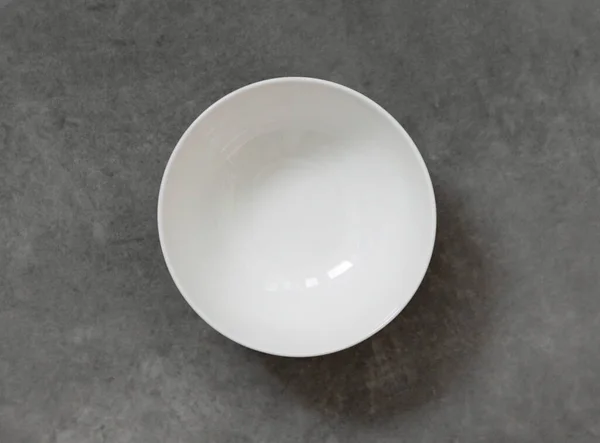 Empty White Bowl Grey Kitchen Table Top View — Stock Photo, Image