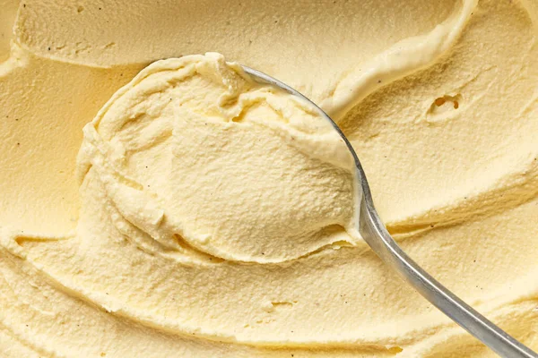 Homemade Vanilla Banana Ice Cream Spoon —  Fotos de Stock
