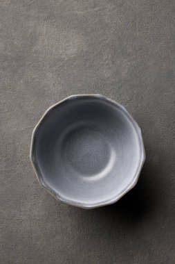 empty grey bowl, top view