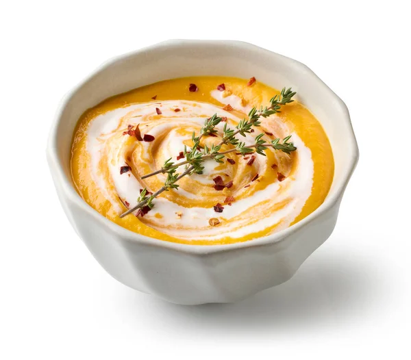Bowl Vegetable Cream Soup Isolated White Background — Stock Photo, Image