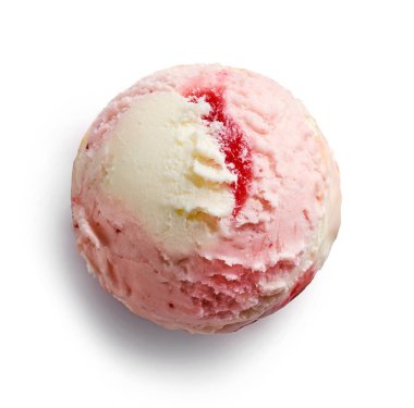 Beyaz arka plan üzerinde üstten görünüm izole dondurma topu