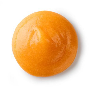 vegetable puree isolated on white background, top view