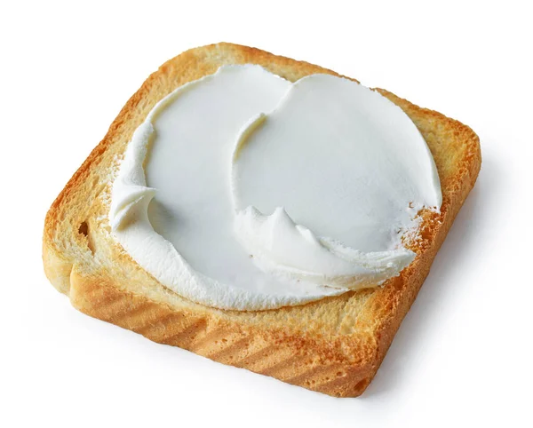 孤立在白色背景上的奶油干酪烤的面包 — 图库照片