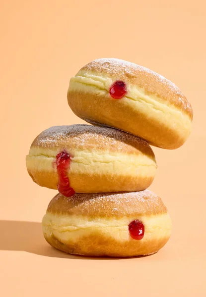 Stack Freshly Baked Jelly Donuts — Stock Photo, Image