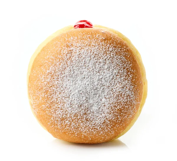 Freshly Baked Jelly Donut Isolated White Background — Stock Photo, Image