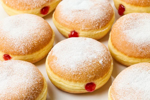 Freshly Baked Jelly Donuts Background — Stock Photo, Image