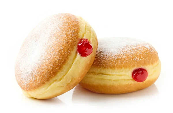 Frisch Gebackene Gelee Donuts Isoliert Auf Weißem Hintergrund — Stockfoto