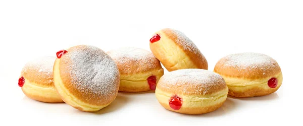 Frisch Gebackene Gelee Donuts Isoliert Auf Weißem Hintergrund — Stockfoto