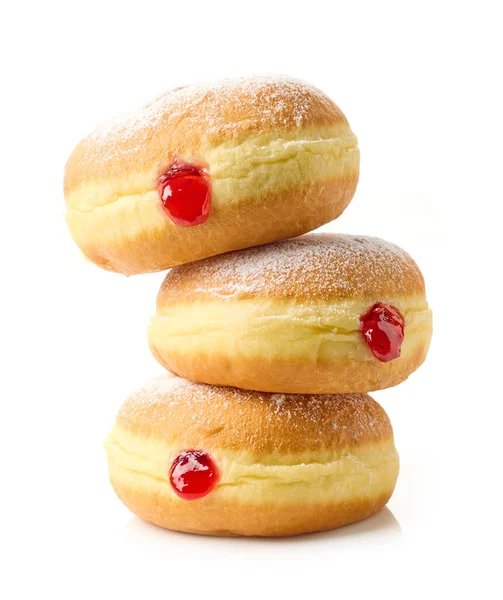 Freshly Baked Jelly Donuts Stack Isolated White Background — Stock Photo, Image