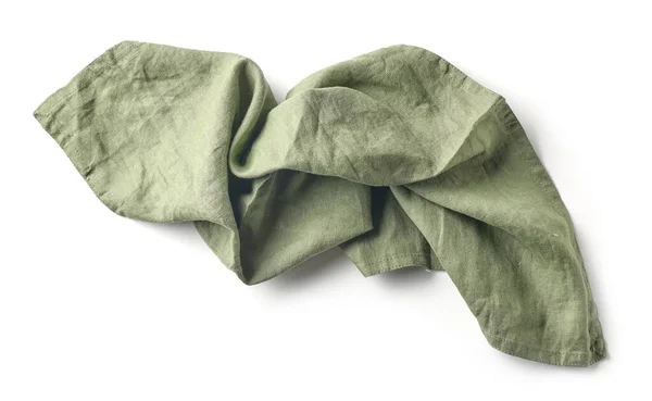 Zielona Bawełniana Serwetka Białym Tle Widok Góry — Zdjęcie stockowe