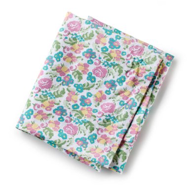 Beyaz arka plan üzerinde üstten görünüm izole katlanmış pamuk peçete