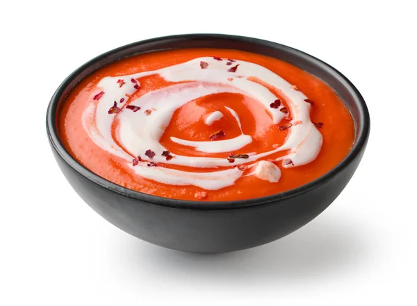 Cuenco Sopa Crema Tomate Aislado Sobre Fondo Blanco —  Fotos de Stock