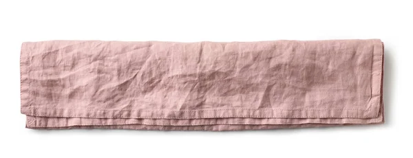 Folded Pink Cotton Napkin Isolated White Background Top View — Stock Photo, Image