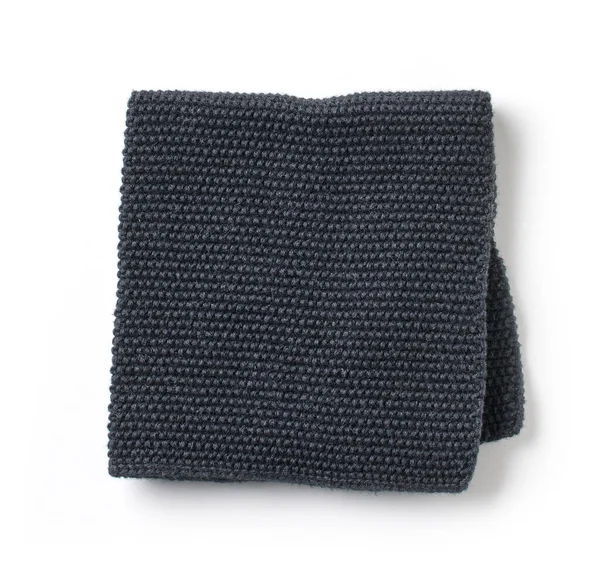 Black Folded Cotton Napkin Isolated White Background Top View — Stock Photo, Image