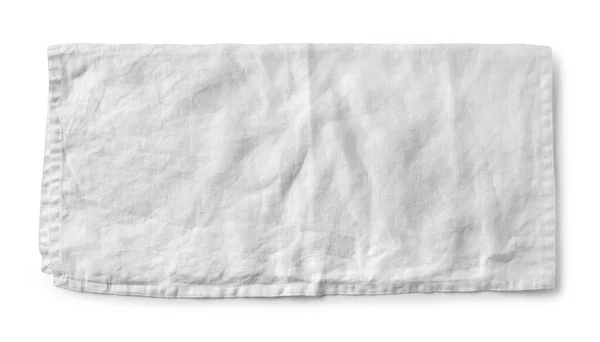 Белая Сложенная Хлопчатобумажная Салфетка Белом Фоне Вид Сверху — стоковое фото