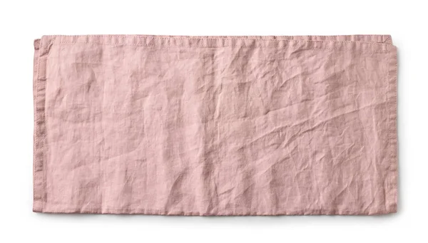 Folded Pink Cotton Napkin Isolated White Background Top View — Stock Photo, Image