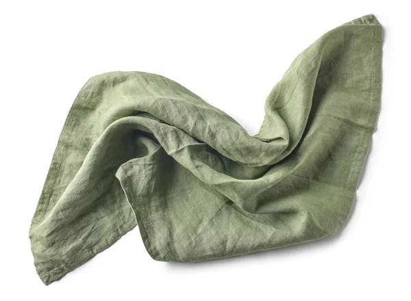 白い背景に隔離された緑の綿糸のナプキントップビュー — ストック写真