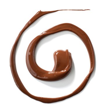 Erimiş çikolata beyaz arka planda izole, üst görünümde