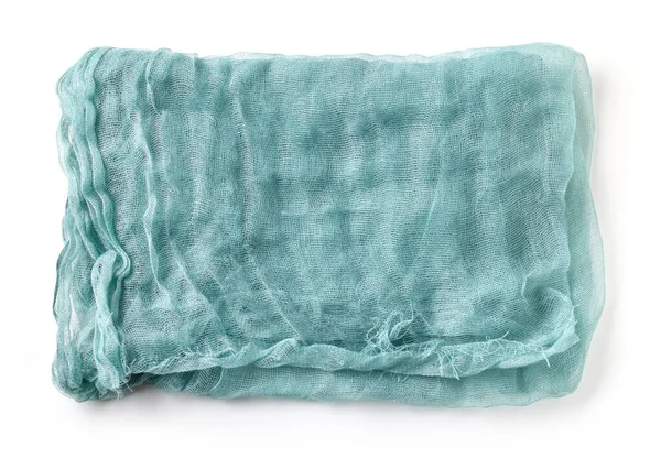 Folded Blue Cotton Napkin Isolated White Background Top View — Stock Photo, Image