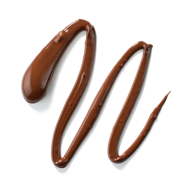 Chocolate Derretido Aislado Sobre Fondo Blanco Vista Superior — Foto de Stock