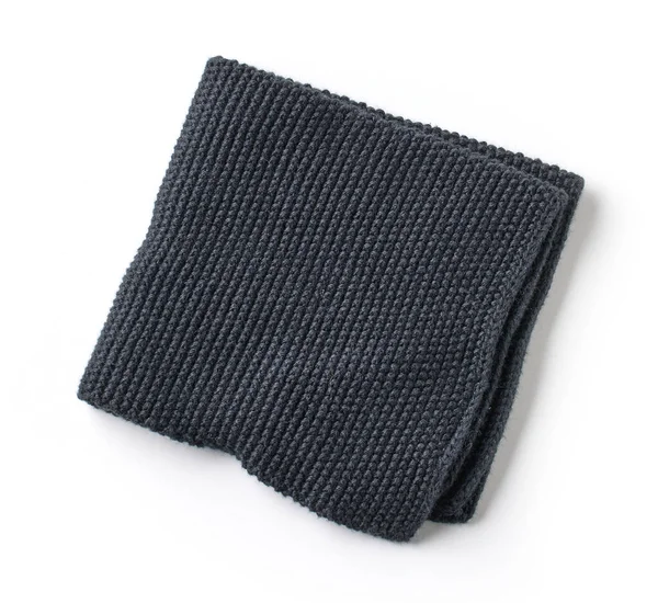 Black Folded Cotton Napkin Isolated White Background Top View — Stock Photo, Image