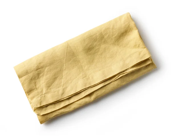 Yellow Folded Cotton Napkin Isolated White Background Top View — Stock Photo, Image