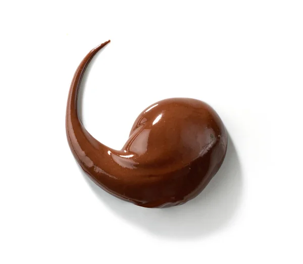 Olvadt Csokoládé Elszigetelt Fehér Háttér Felső Nézet — Stock Fotó