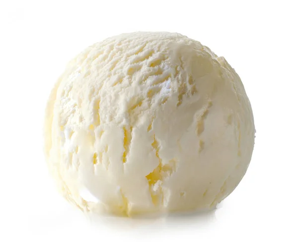 Μπάλα Παγωτό Βανίλια Που Απομονώνονται Λευκό Φόντο — Φωτογραφία Αρχείου