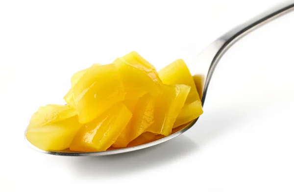 Sked Konserverad Jackfrukt Bitar Isolerad Vit Bakgrund — Stockfoto