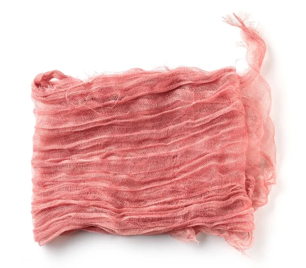 Serwetka Bawełniana Kolorze Różowym Składana Izolowana Białym Tle Widok Góry — Zdjęcie stockowe