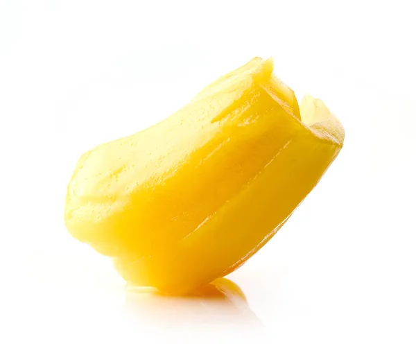 Kawałek Puszki Jackfruit Izolowane Białym Tle — Zdjęcie stockowe