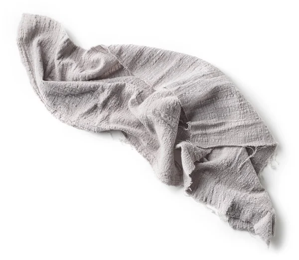 Grey Crumpled Rustic Cotton Napkin Isolated White Background Top View — Stock Photo, Image