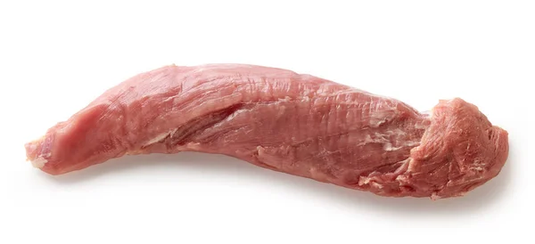 新鲜生猪肉片肉片 白色背景分离 顶部视图 — 图库照片