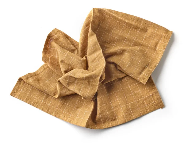Brown Crumpled Cotton Napkin Isolated White Background Top View — Stock Photo, Image