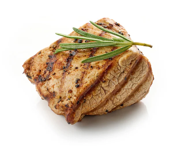 Freshly Grilled Pork Fillet Steak Isolated White Background — Stok fotoğraf
