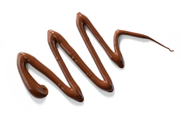Smält Choklad Isolerad Vit Bakgrund Ovanifrån — Stockfoto