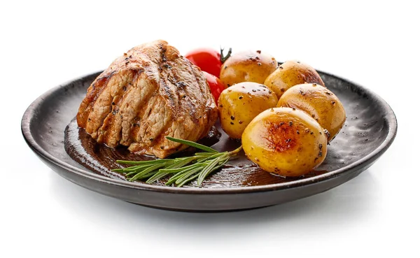 Freshly Grilled Pork Fillet Steak Isolated White Background — Stockfoto
